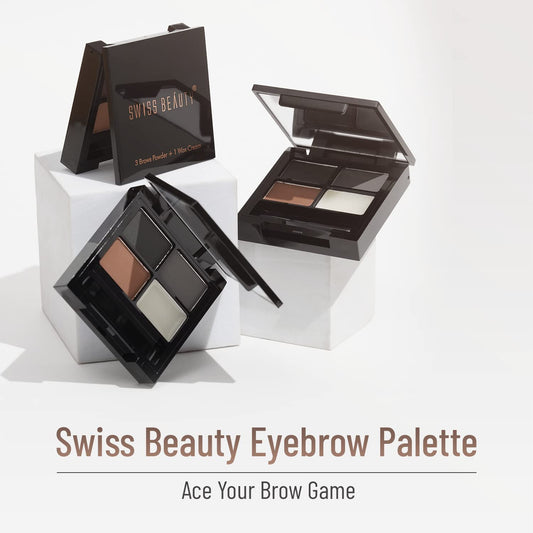 Swiss Beauty Eyebrow Palette with Wax Cream |Travel-friendly Eyebrow Palette with Blendable colors for Face makeup | Shade-01, 5gm|