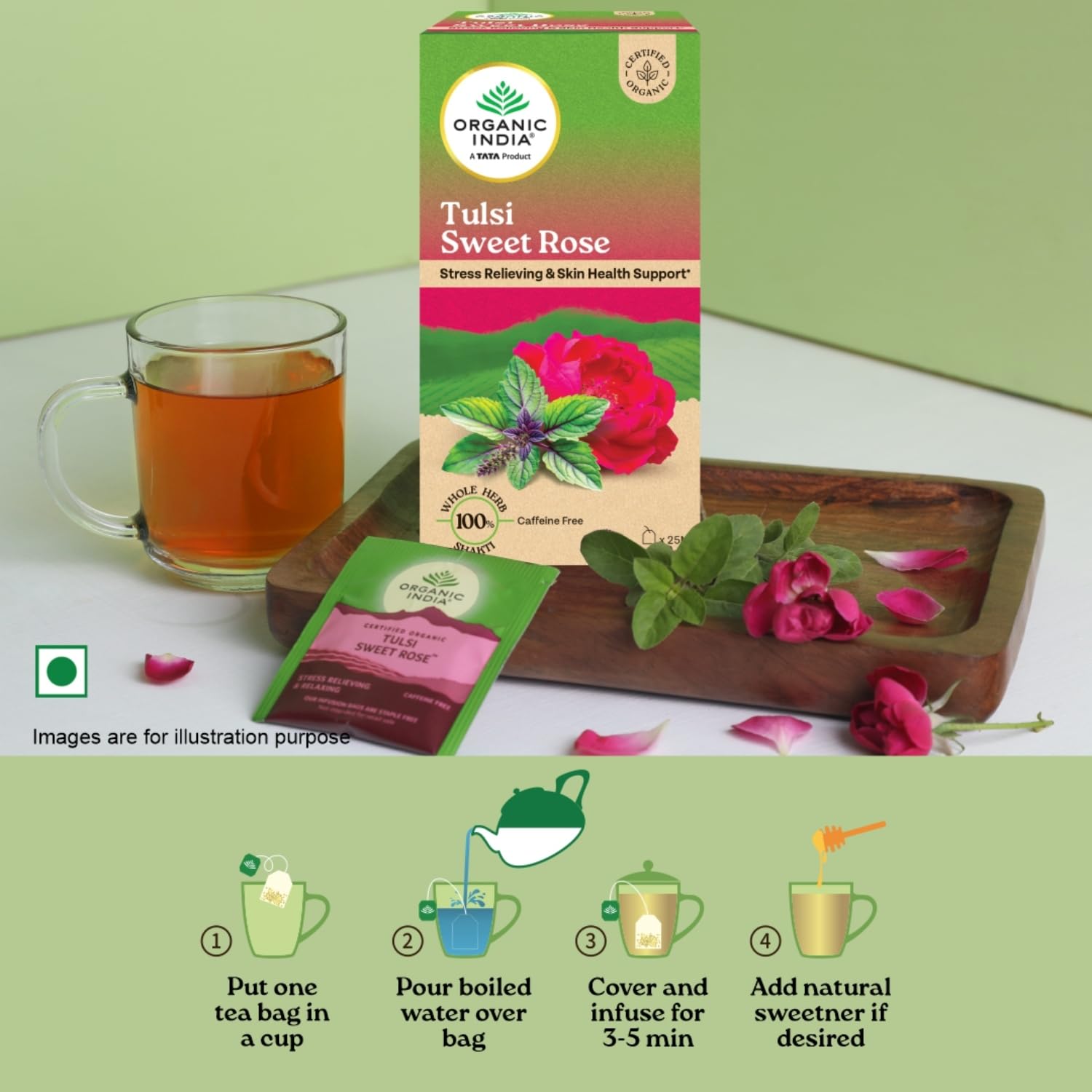 Organic India Tulsi Sweet Rose - 25 Tea Bags