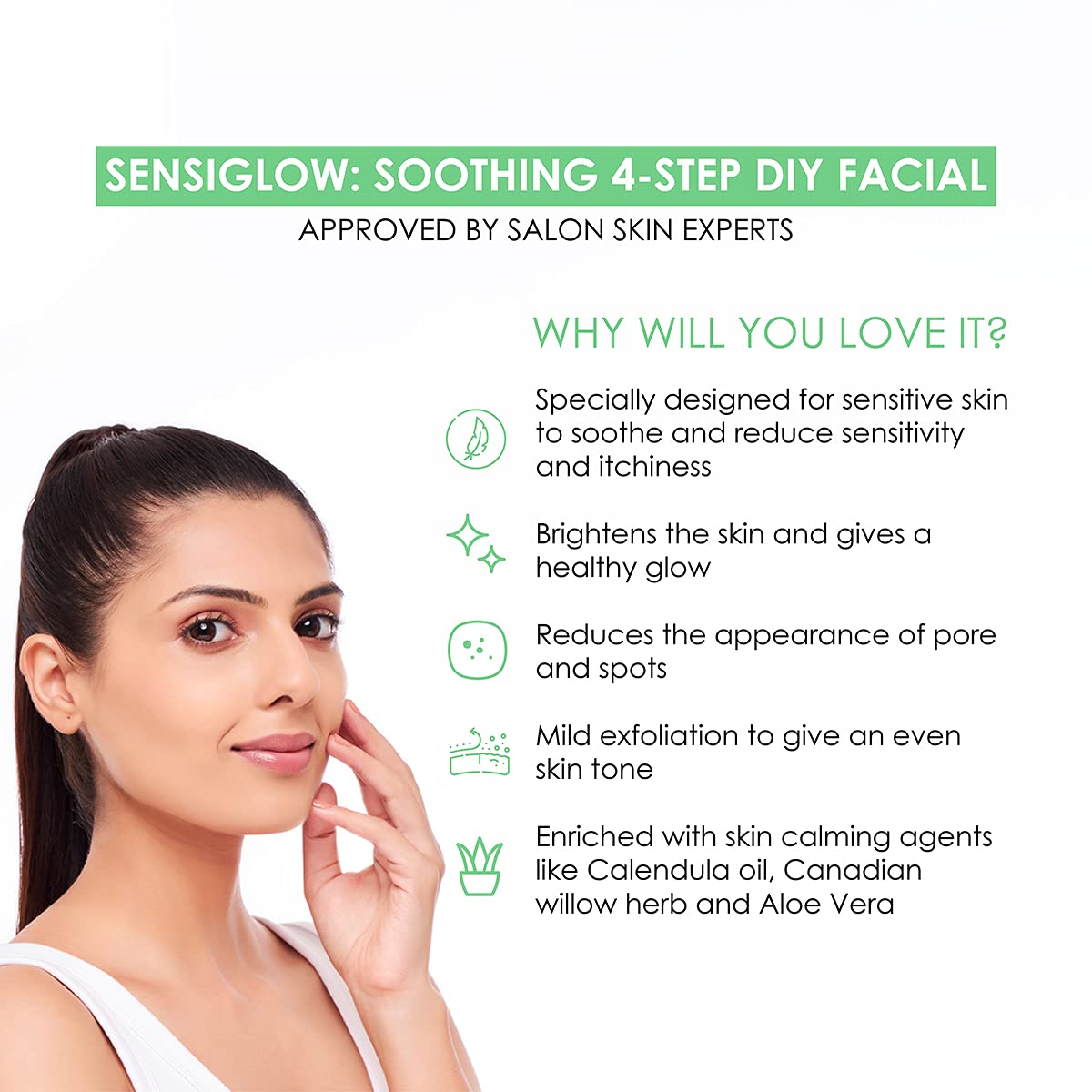 Cheryl’s Cosmeceuticals SensiGlow 1 Pack Skin Soothing 4-step Easy DIY Anti -Irritant Facial Kit for Sensitive Skin for Women and Men, 17 gm