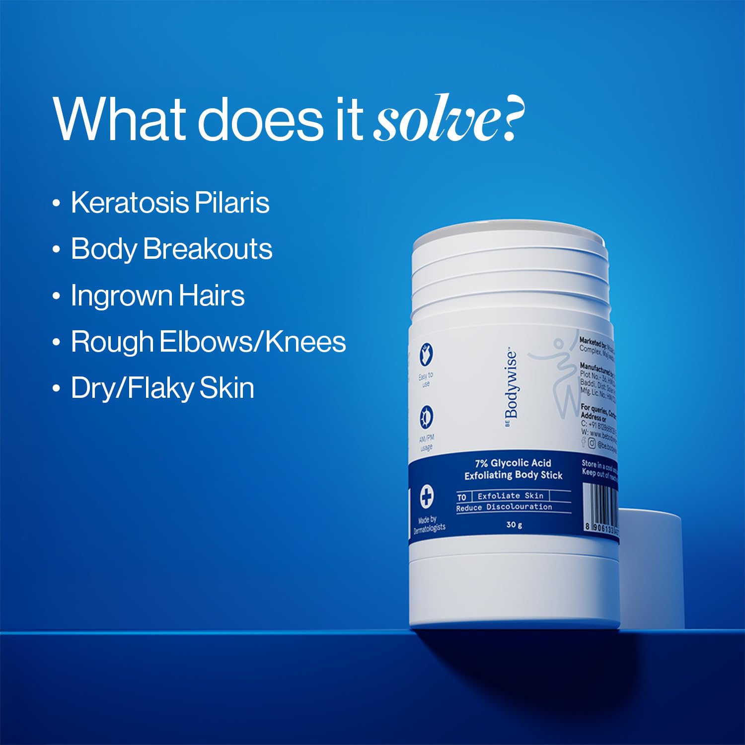 BeBodywise 7% Glycolic Acid Exfoliating Body Stick - 30 gm