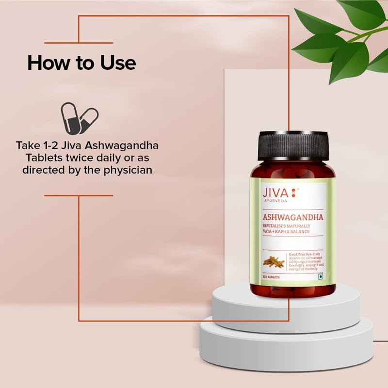 Jiva Ayurveda Ashwagandha Tablet- 120 Tablets For nervous system, stress and feeling of anxiety, immunity