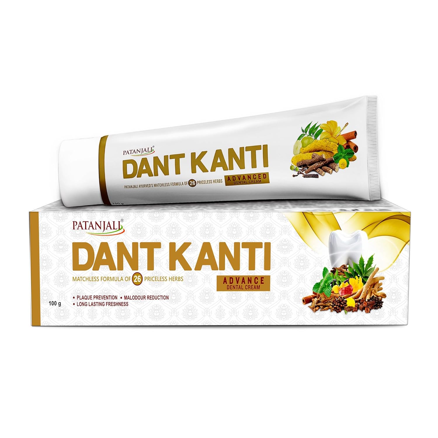 Patanjali Dant Kanti Advance Dental Cream for Sensitivity Relief, Eliminates Bad Breath (100g)