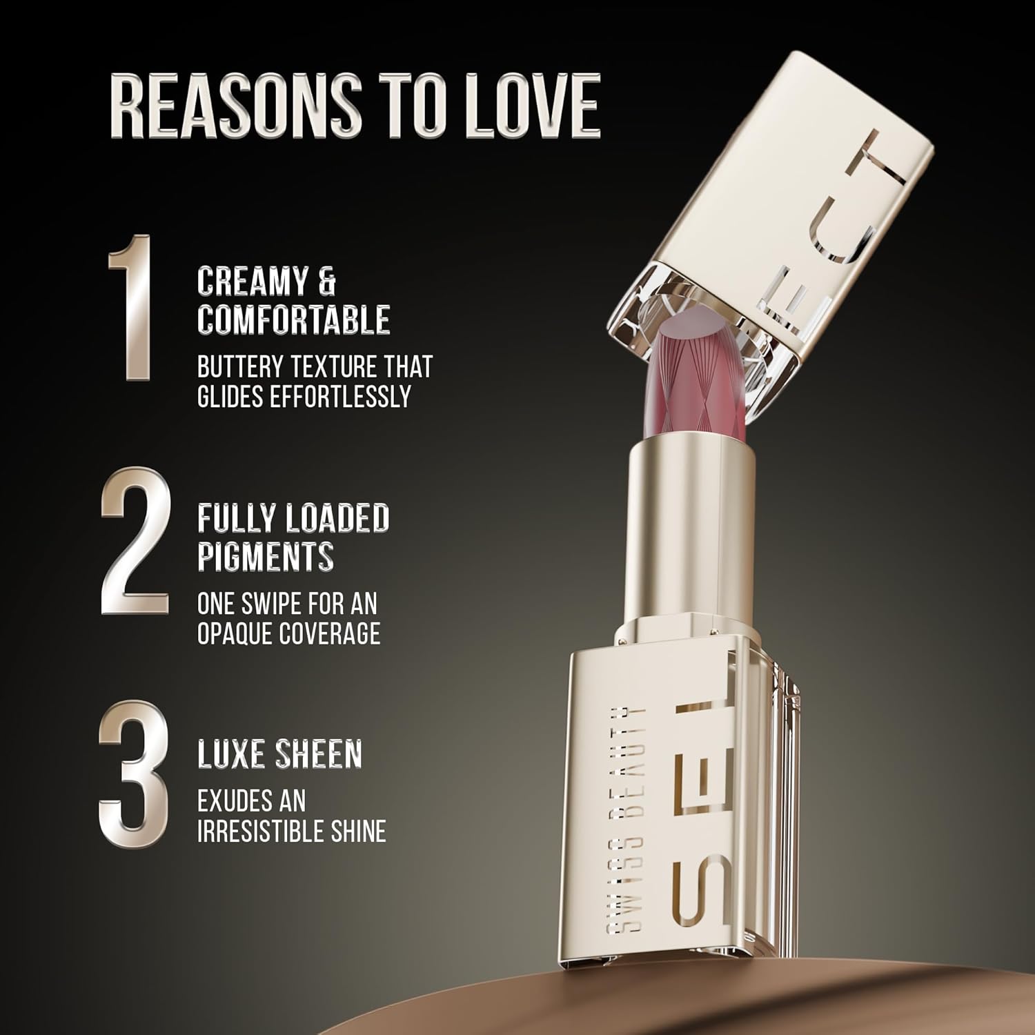 Swiss Beauty Select Crème Touch Hydrating Lipstick | With Vitamin E and Tea Tree Oil | High -shine finish | shade- Pleasing Pink, 3g |