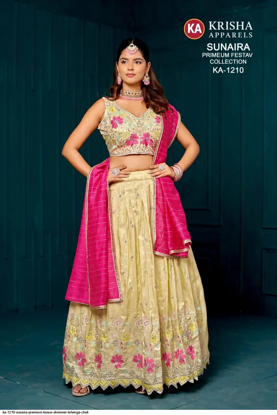KA 1210 SUNAIRA PREMIUM TISSUE SHIMMER LEHENGA CHOLI SIZE L