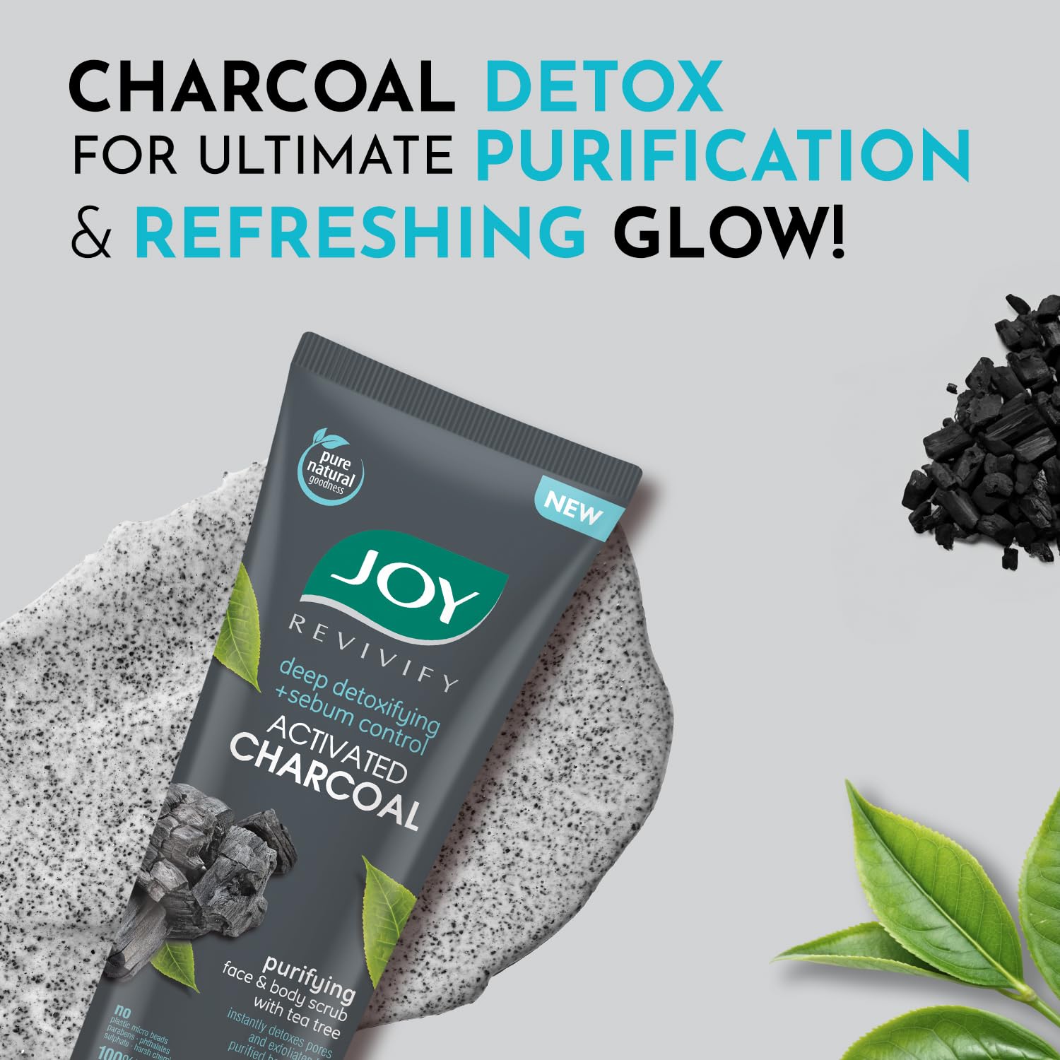 Joy Exfoliating Charcoal Face Scrub for Men & Women (200gm)