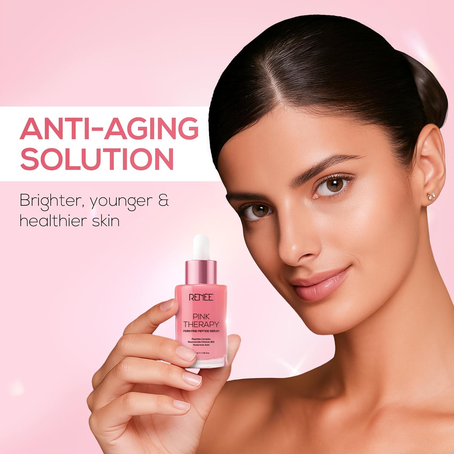 RENEE Pink Therapy PDRN Pink Peptide Face Serum For Glowing, Radiant Skin | Hydrates, Boosts Collagen, Evens Skin Tone | Lightweight, Quick Absorbing | Hyaluronic Acid & Niacinamide Infused | 30 ml