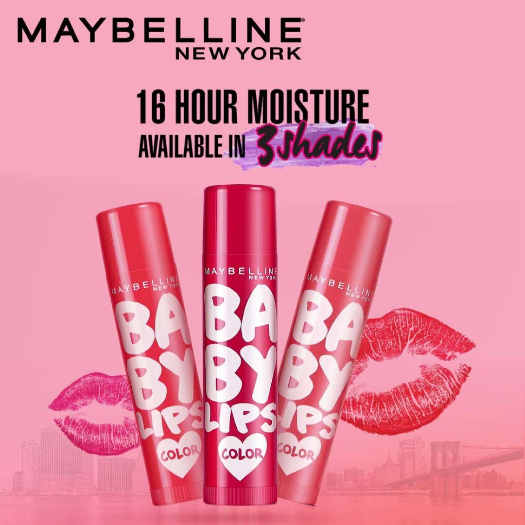 Maybelline New York Baby Lips Color Balm Combo Pack Lip Balm - Pink Lolita + Berry Crush Lip Balms and Lip Care, Long-lasting Hydration, Lip Balm With SPF, Translucent color, Pack of 2 | 8gm