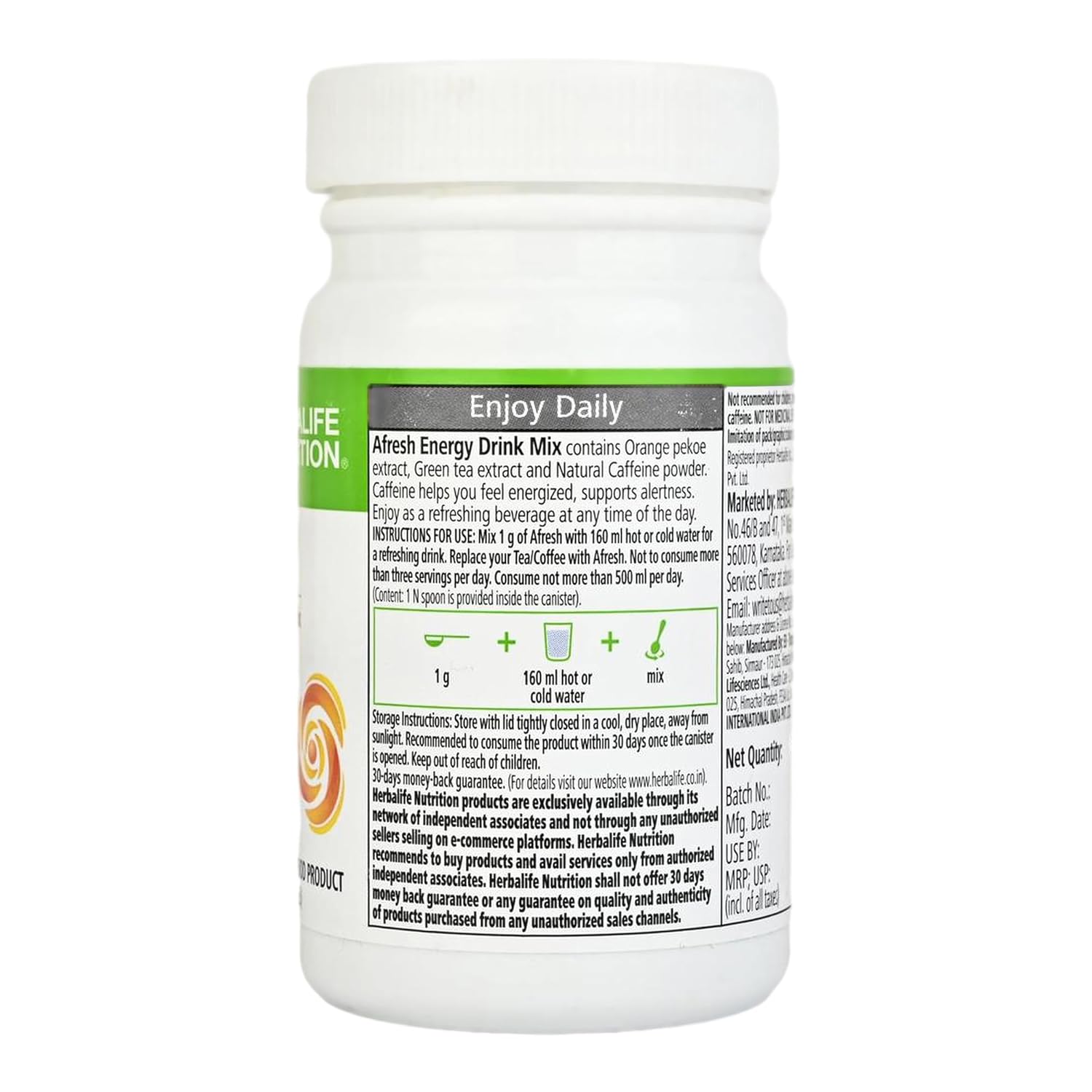 Herbalife Afresh Energy Drink Mix - 50 gm - Ginger