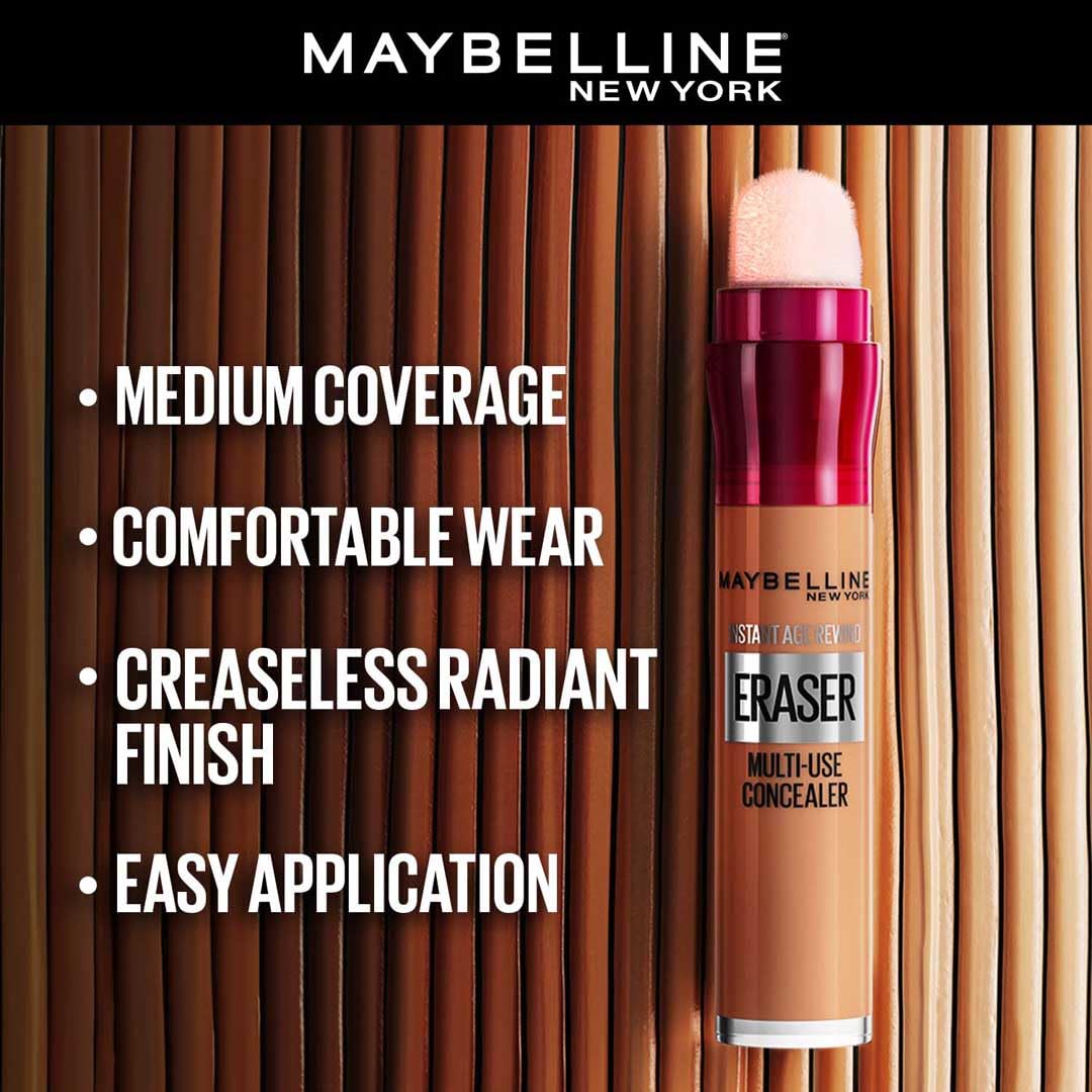Maybelline New York Instant Age Rewind Dark Circles Treatment Concealer -Caramel, Packed with Goji Berry & Haloxyl, Bright & Refreshed eyes, Erase dark circles & fine lines, Long Lasting Concealer 6g