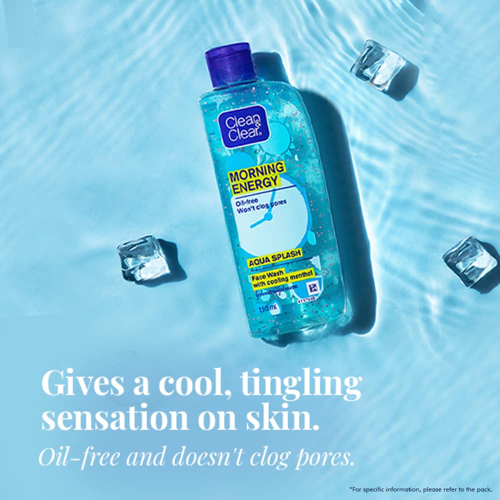 Clean & Clear Morning Energy Aqua Splash, Blue, 150 ml & Clean & Clear Morning Energy Lemon Fresh Face Wash, Yellow, 150 ml