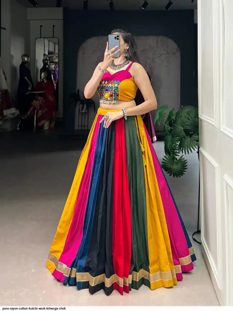 PURE RAYON COTTON KUTCHI WORK LEHENGA CHOLI
