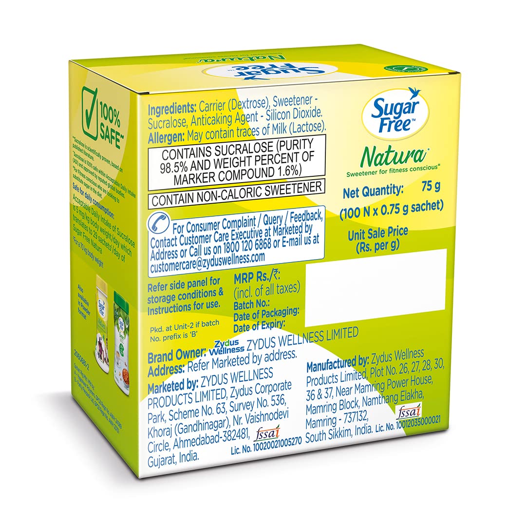 Sugar Free Natura, 100 Sachet (Pack of 2)