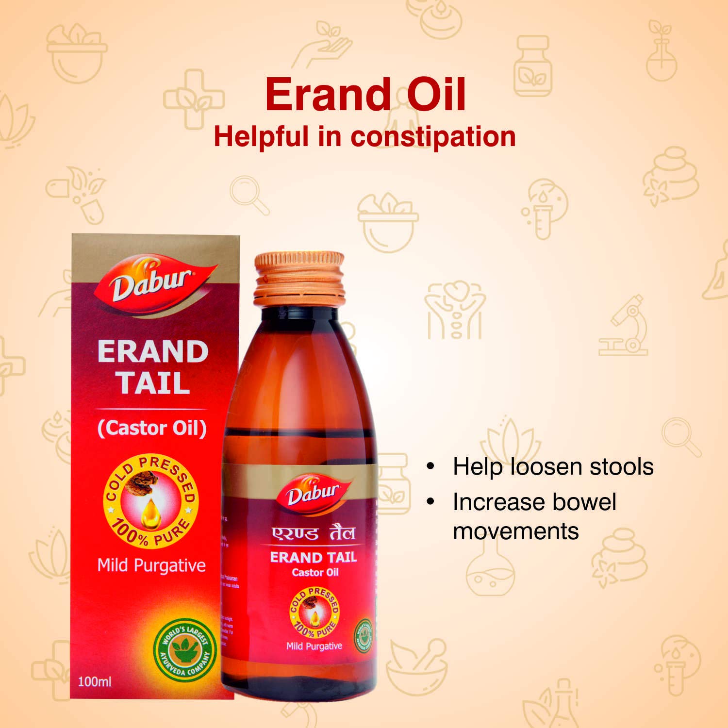 Dabur Ayurvedic Erand Tail (Castor Oil) (100ml) for children constipation