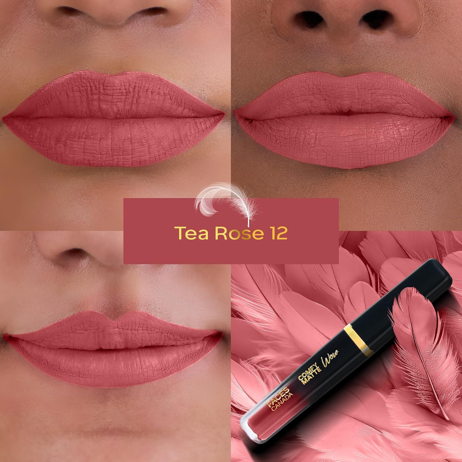 FACES CANADA Comfy Matte Wow Liquid Lipstick - Tea Rose 12 (Brown) 3.8ml
