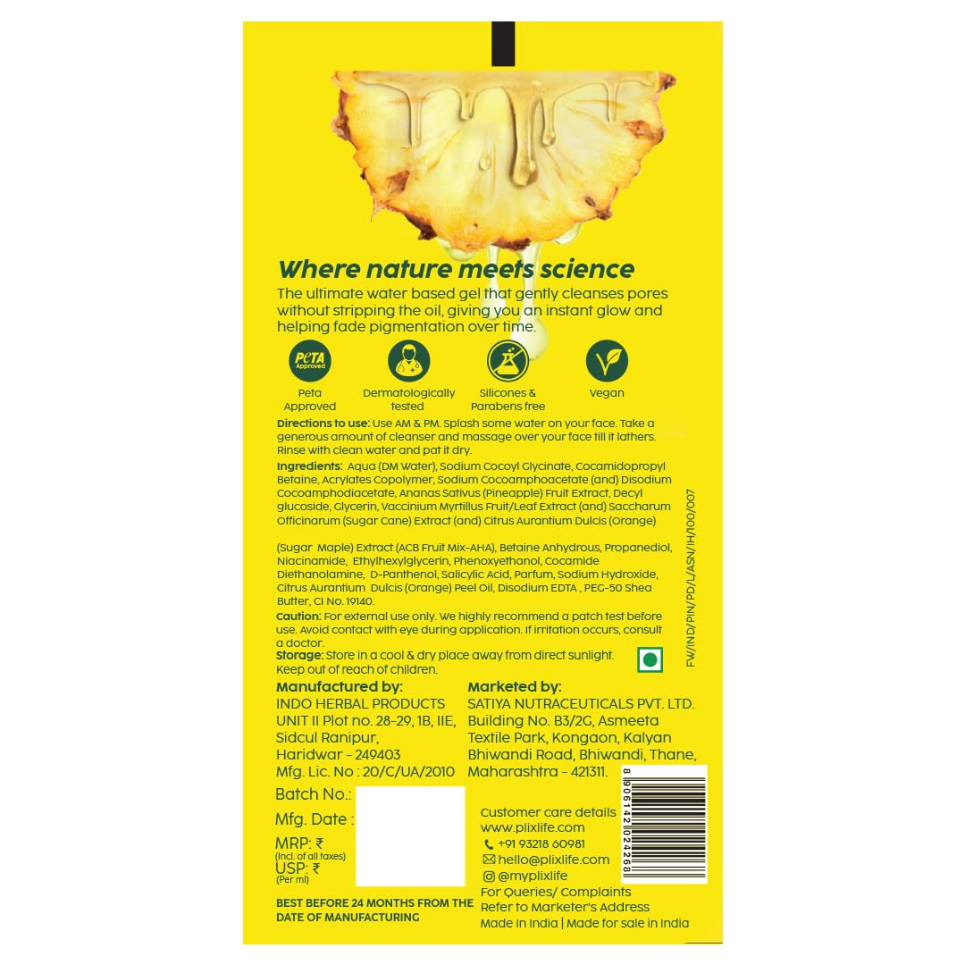 The Plant Fix Plix 5% Pineapple Foaming Facewash For Depigmentation,100ml