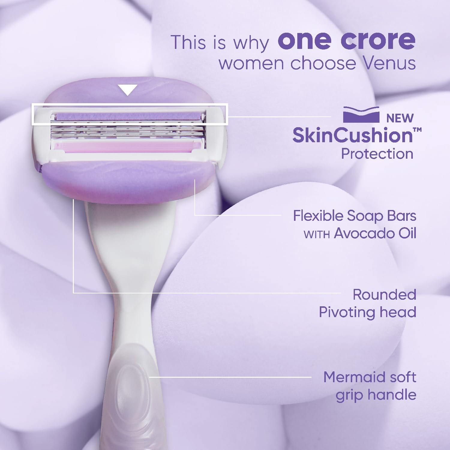 Gillette Venus Comfortglide Hair Removal Razor for Women with Avocado Oils & Body Butter, Freesia Scent