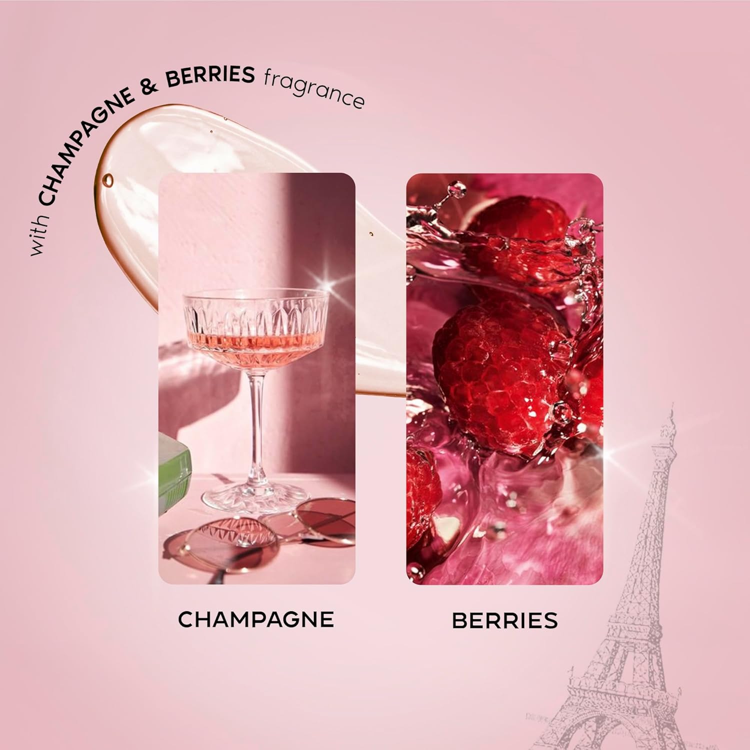Nykaa Wanderlust Dreaming of Paris Fruity Clensing Shower Gel, Champagne & Berries Fragrance, Vegan, Cruelty-Free, No Parabens, Rejuvenating Body Wash for Women