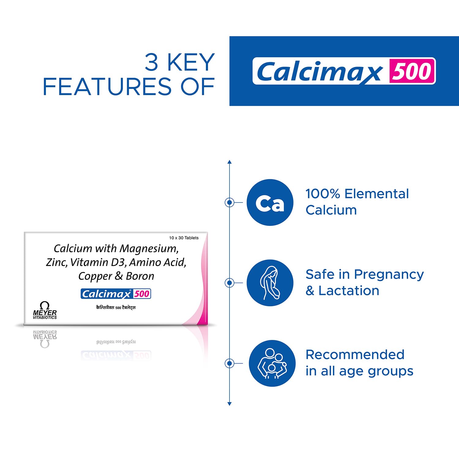 Calcimax 500mg Tablet – 30 Tablets For osteopenia, osteoporosis, and bones