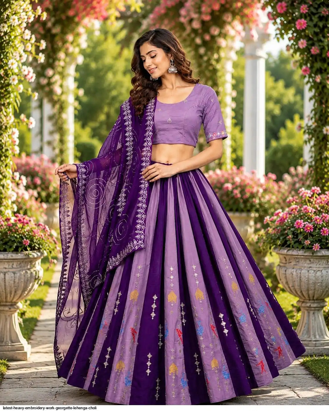 LATEST HEAVY EMBROIDERY WORK GEORGETTE LEHENGA CHOLI