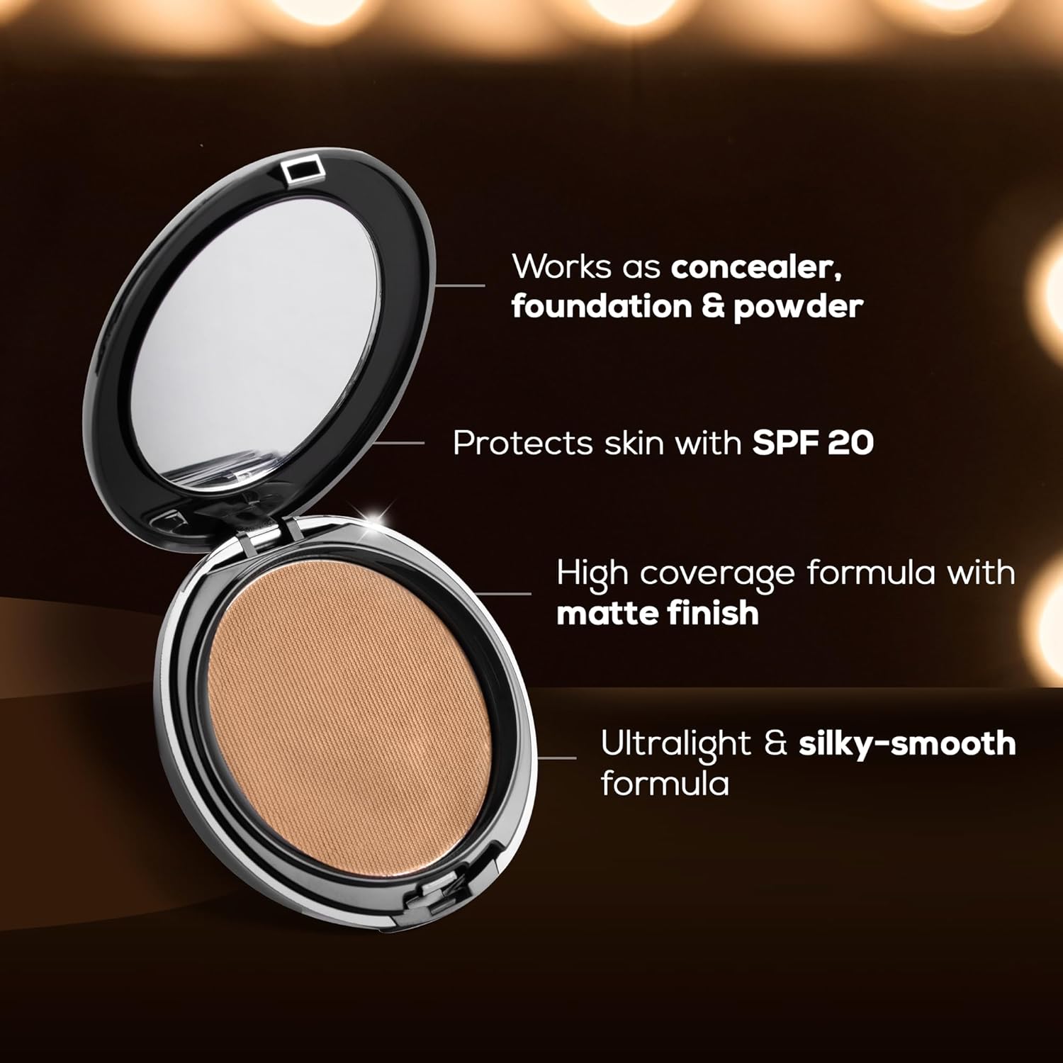 RENEE PRO HD 3 In 1 Compact,Concealer, Foundation - Noix, SPF 20, Matte Finish, High Coverage, Ultralight & Silky Smooth Finish, Enriched With Vitamin E, C & Aloe Vera - 9 Gm