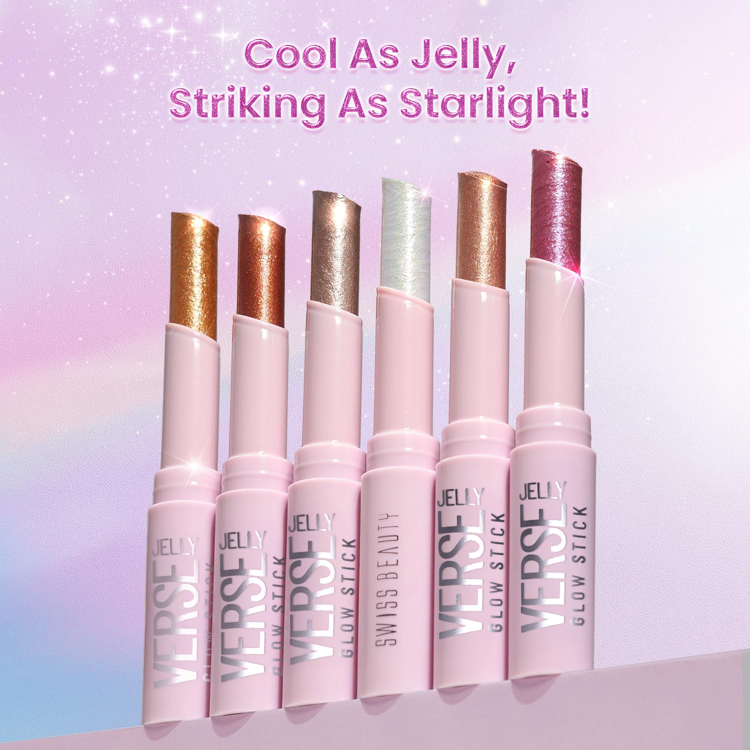 Swiss Beauty Jelly Verse Eyeshadow Glow Stick | Rich Colour Payoff | Crease-Proof | Sparkling Shine | 6 Stellar Shades | Shade- 6. Twilight Beam, 3g