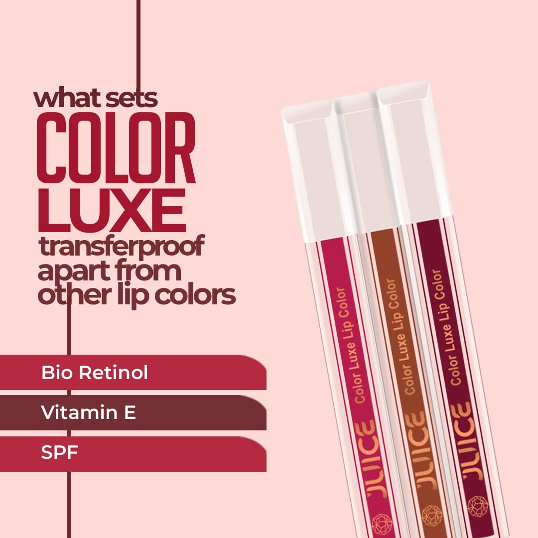 Juice Cosmetics Matte Luxe Lipstick - Vitamin E Enriched, Smudge-Free with Bio Retinol, Moisturizing Lock Technology, SPF 15, Long-Lasting (Sultry Burgundy - M04)