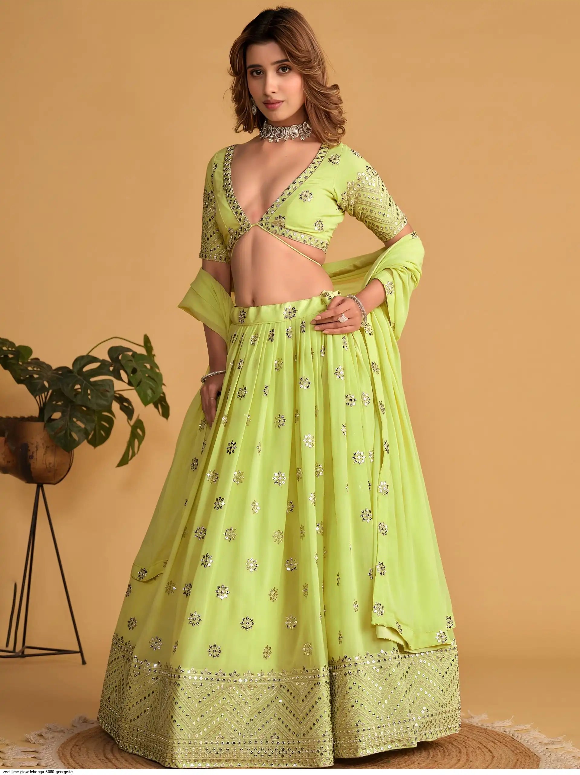 ZEEL LIME GLOW LEHENGA 5060 GEORGETTE