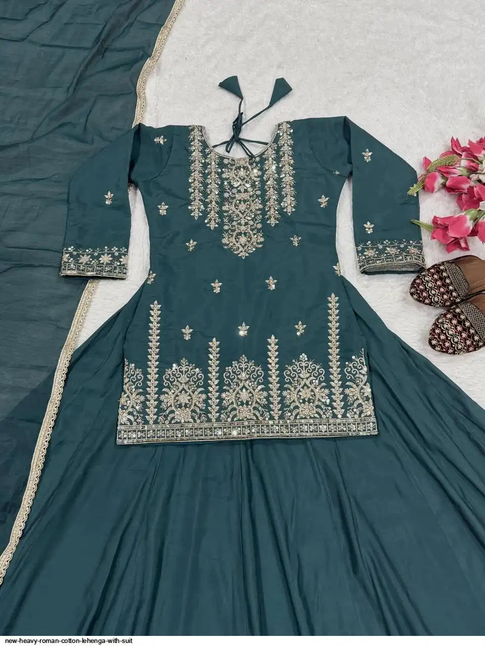 NEW HEAVY ROMAN COTTON LEHENGA WITH SUIT SIZE XL,M,S,L,XXL