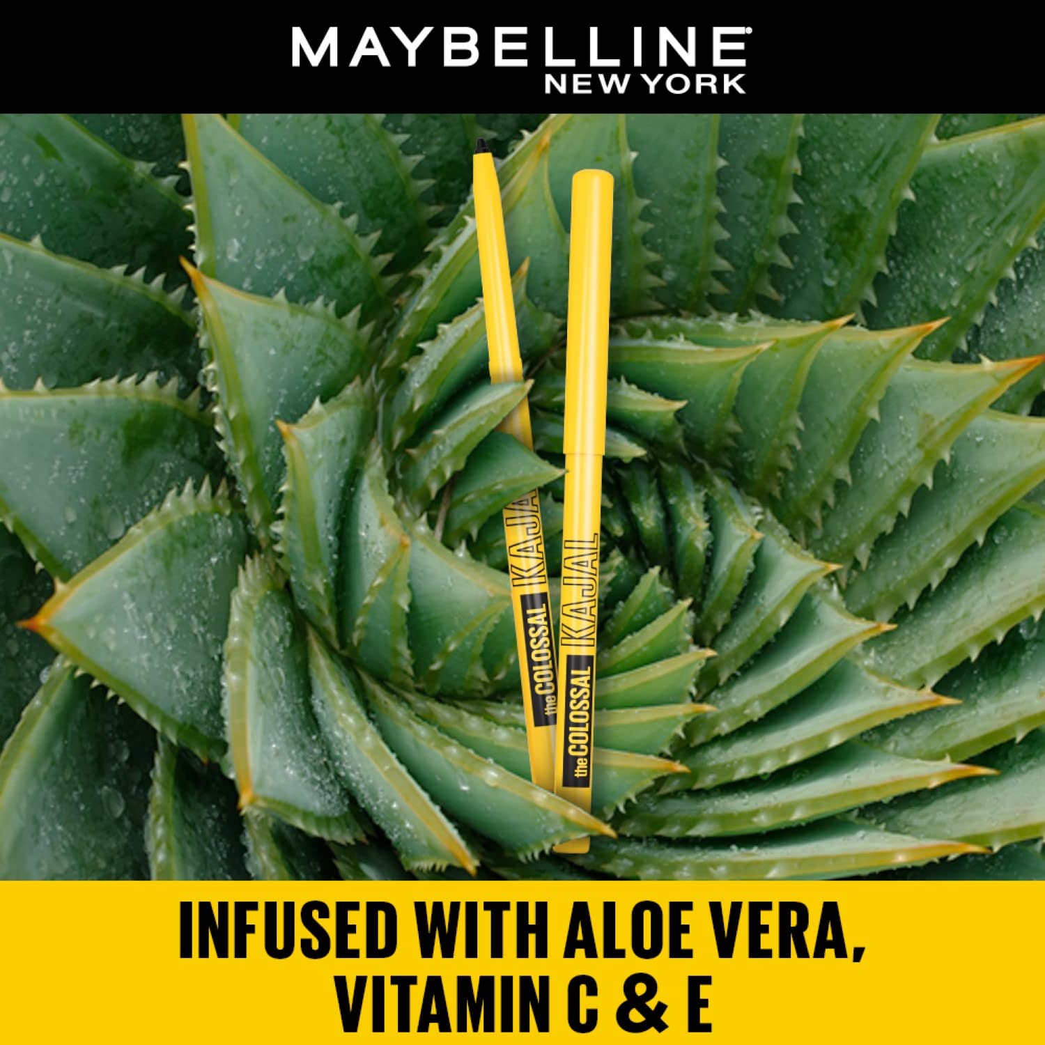Maybelline New York Colossal Kajal, Intense Colour, Waterproof, Long lasting 24Hrs Stay, Black, 0.35g (Pack of 2)