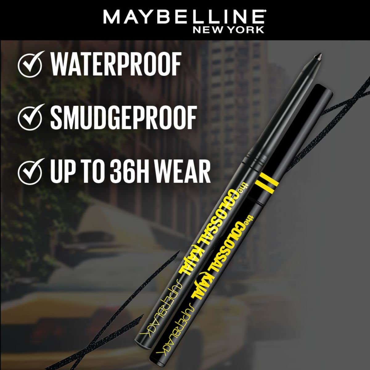 Maybelline New York Matte Kajal Cream, Super Black, Intense Colour, Sharp Definition, Long-Lasting, Colossal Kajal, 0.35G