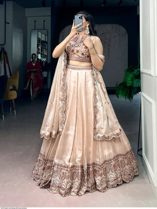 LNB1476 SPIDER CRUSH LEHENGA WITH THREAD EMBROIDERY