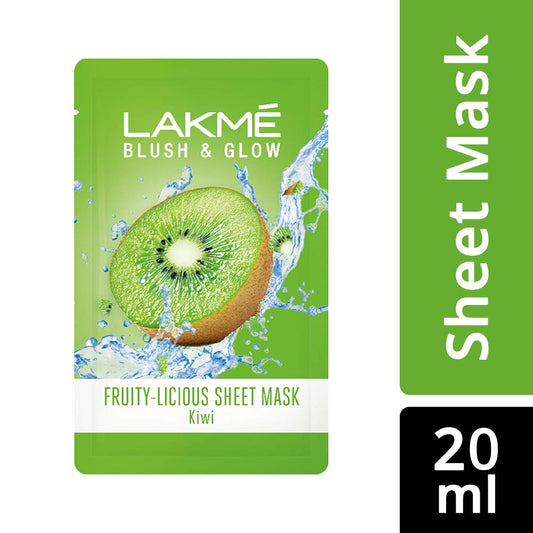 LAKME Blush & Glow Kiwi Sheet Mask, 20 ml, Blush & Glow Strawberry Sheet Mask, 20 ml & Blush & Glow Lemon Sheet Mask, 20 ml, Pack of 3