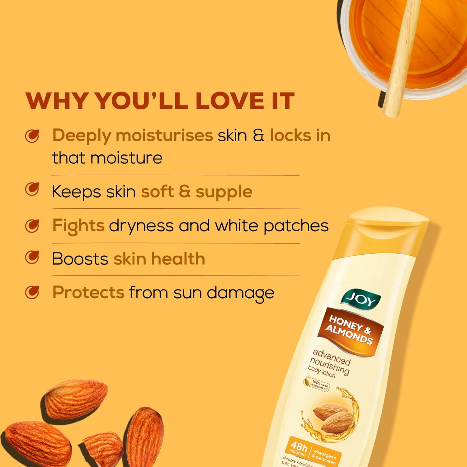 Joy Honey & Almonds Advanced Nourishing Lightweight Body Lotion 300ml x 2
