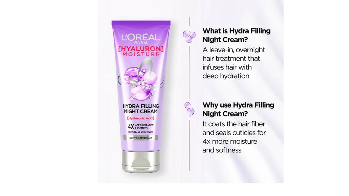 LOreal Paris Hyaluron Moisture Hydra Filling Night Cream Hair - 180 ml