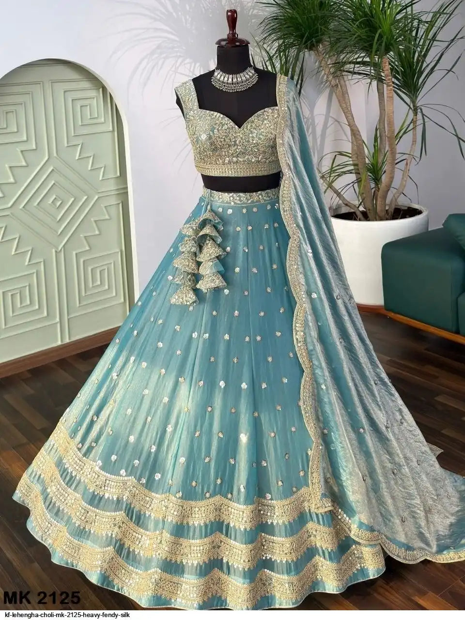 KF LEHENGHA CHOLI MK 2125 HEAVY FENDY SILK