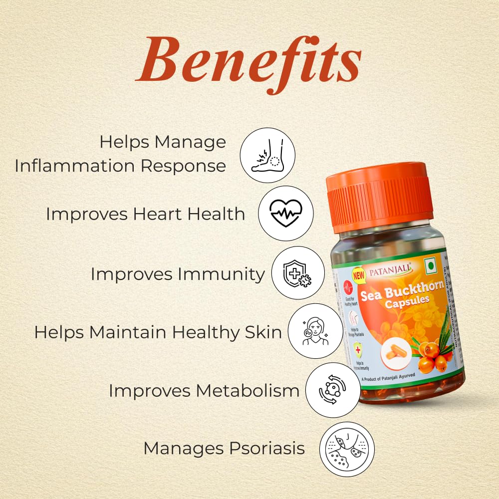 PATANJALI SEA BUCKTHORN 30 CAPSULES for healthy heart, improve immunity