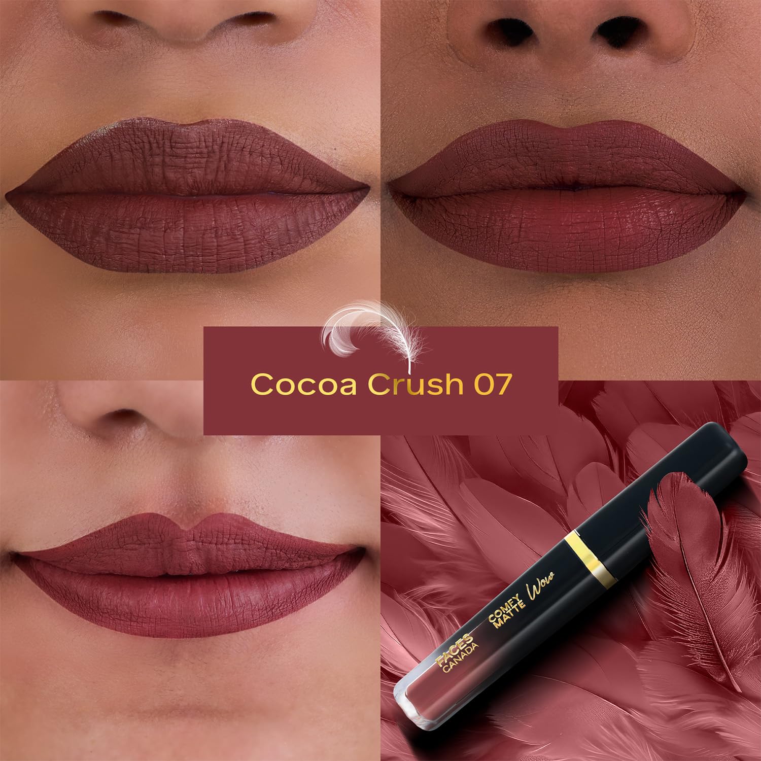 FACES CANADA Comfy Matte Wow Liquid Lipstick - Cocoa Crush 07 (Brown) 3.8ml