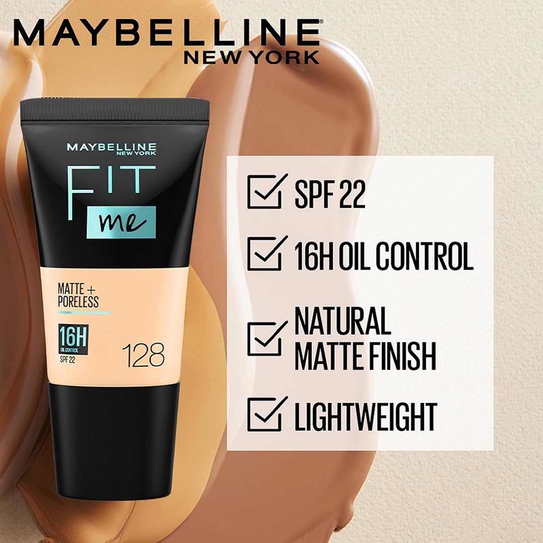 Maybelline New York Liquid Foundation, Matte & Poreless, Full Coverage Blendable Normal to Oily Skin, Fit Me, 230 Natural Buff, 18ml
