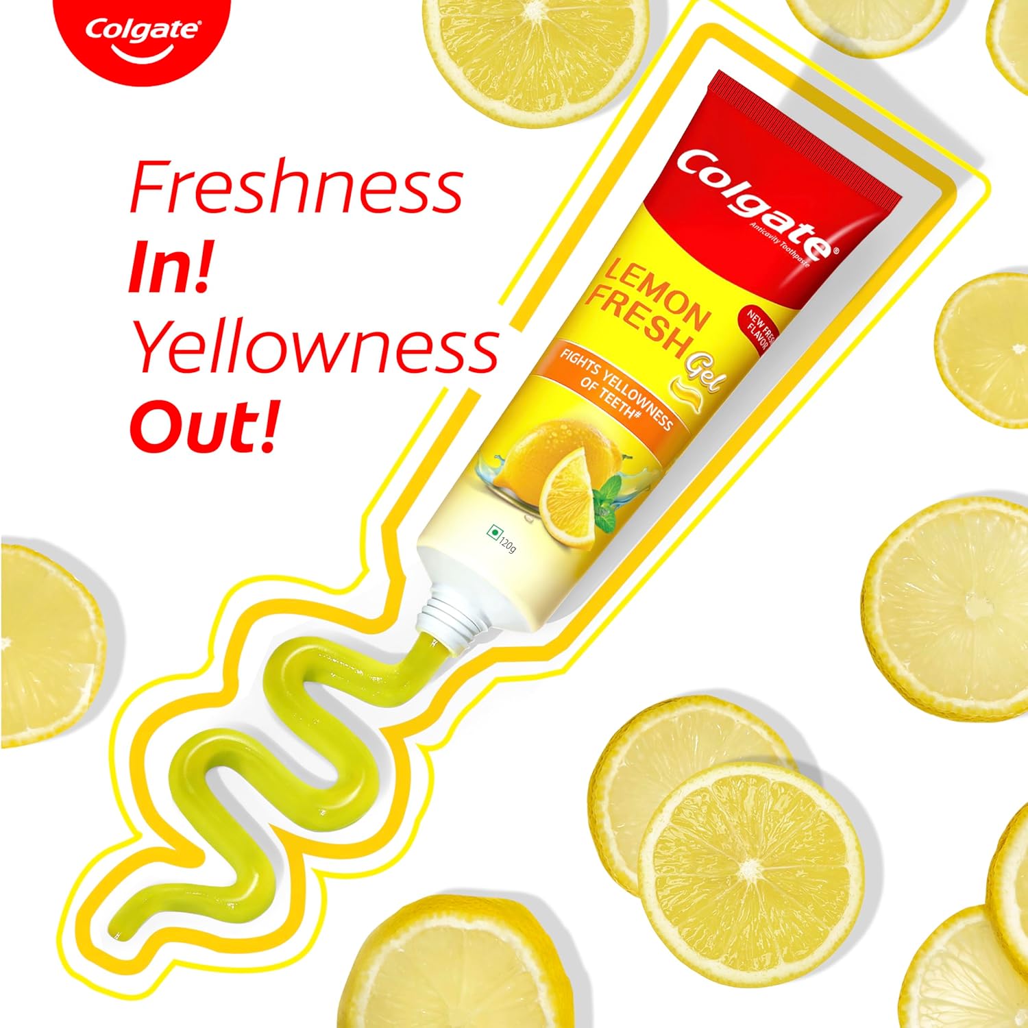 Colgate Lemon Fresh Gel Toothpaste | Tooth Paste Fights Yellowness of Teeth 120gm