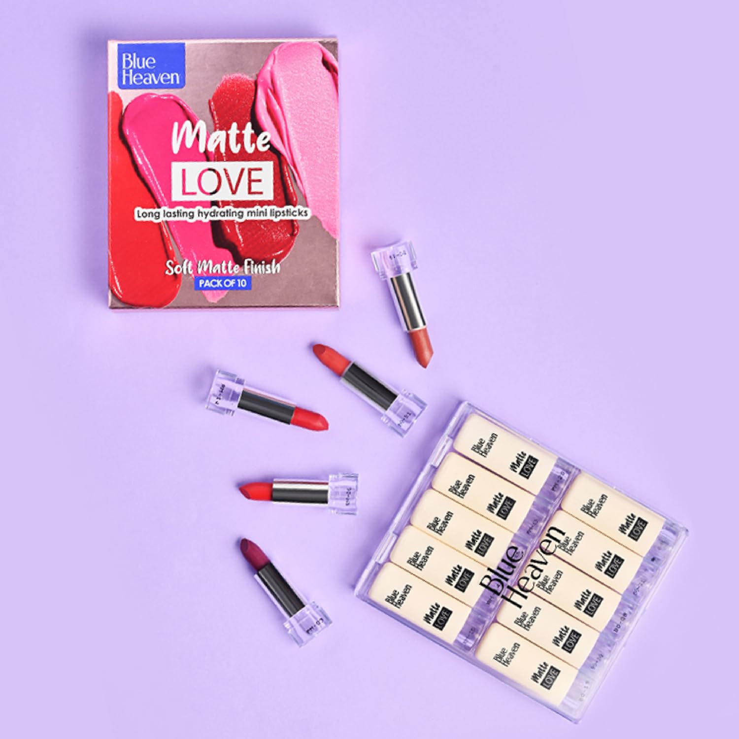 Blue Heaven Matte Love Mini Lipsticks pack of 10