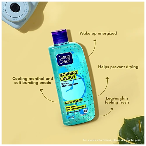 Clean & Clear Morning Energy Aqua Splash, Blue, 100 ml For clean and clear skin, glowing skin