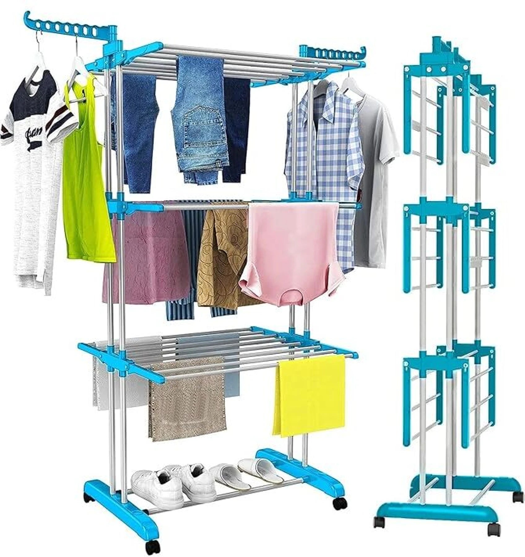 Flipkart SmartBuy Steel Floor Cloth Dryer Stand 4 Tier Premium Heavy Duty Stainless Steel Foldable Cloth Drying Stand (4 Tier)