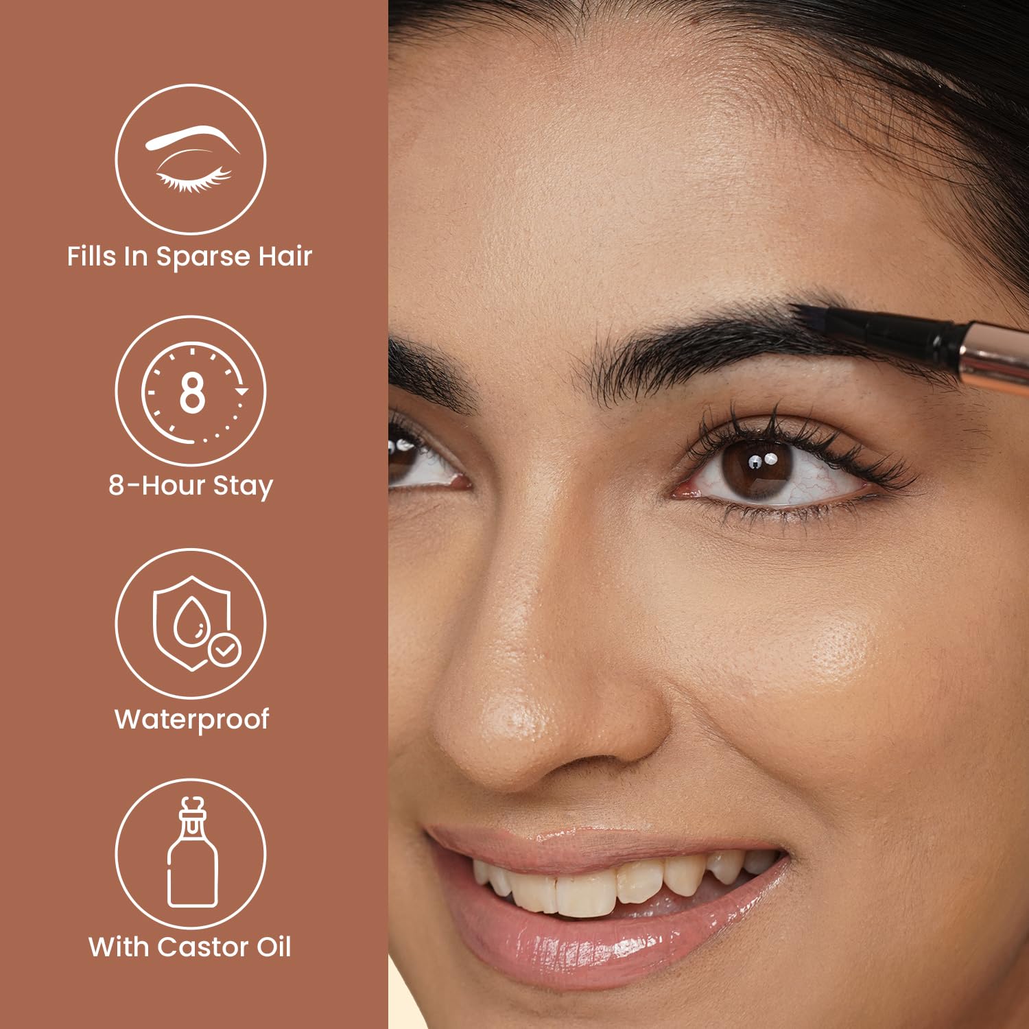 Swiss Beauty BROWmance Pen | Fills In Sparse Hair | 8-Hour Stay | Waterproof | Shade- 03 Dark Brown | 1ml