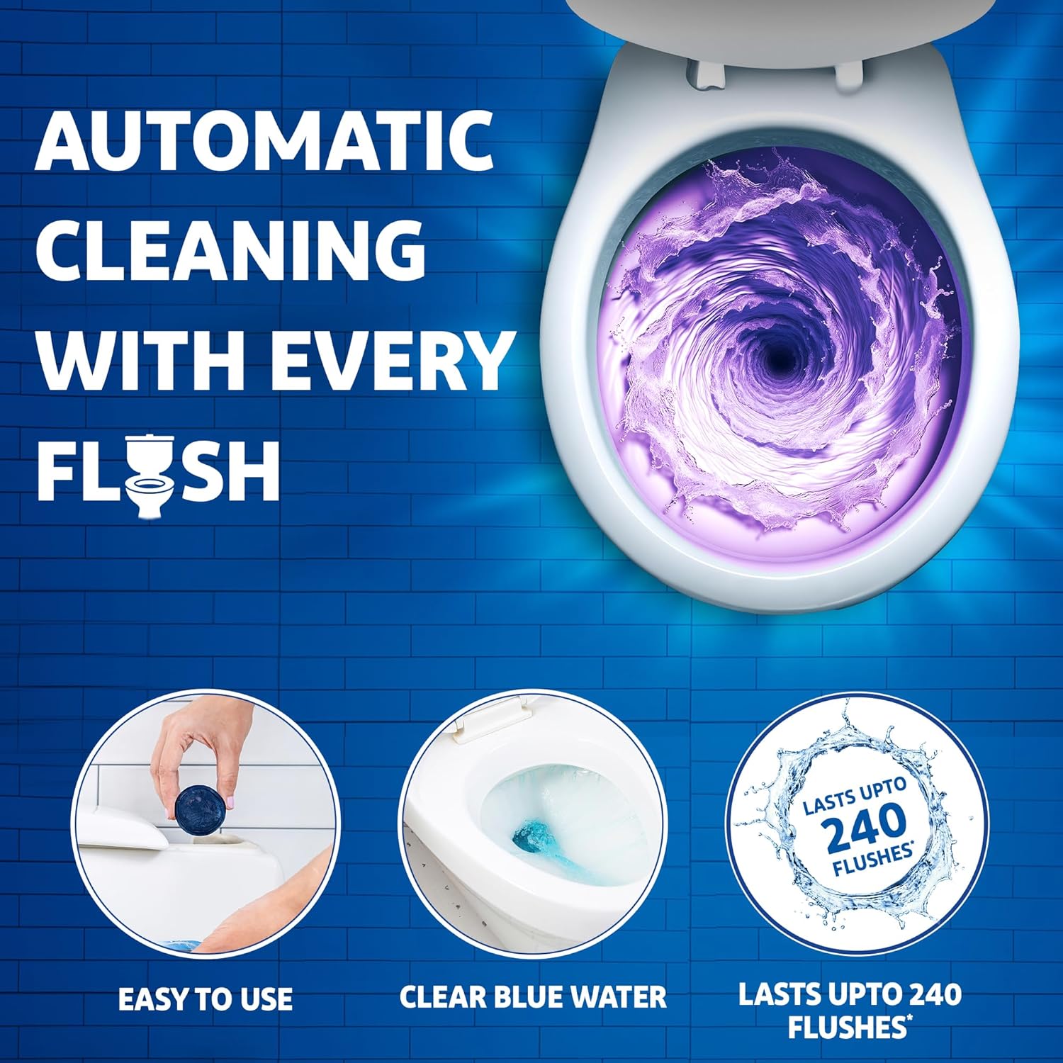 Harpic Flushmatic In-Cistern Toilet Cleaner Block, Lavender, 50 gm (Pack of 3)