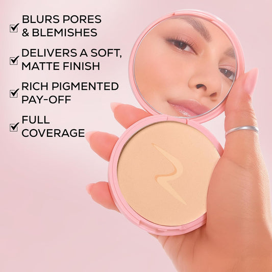 RENEE Bollywood Filter Blurring Compact - Vanilla Haze | Pore Minimising, Matte Finish, Full Coverage, Rich Pay-off | Blurs Pores & Blemishes | 9g