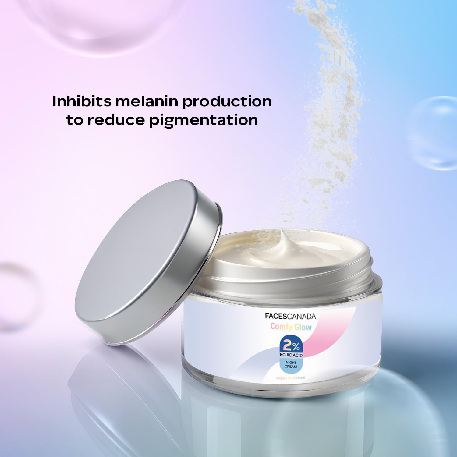 FACES CANADA 2% Kojic Acid Comfy Glow Night Cream with Niacinamide & Alpha Arbutin for Skin Brightening (25 gm)