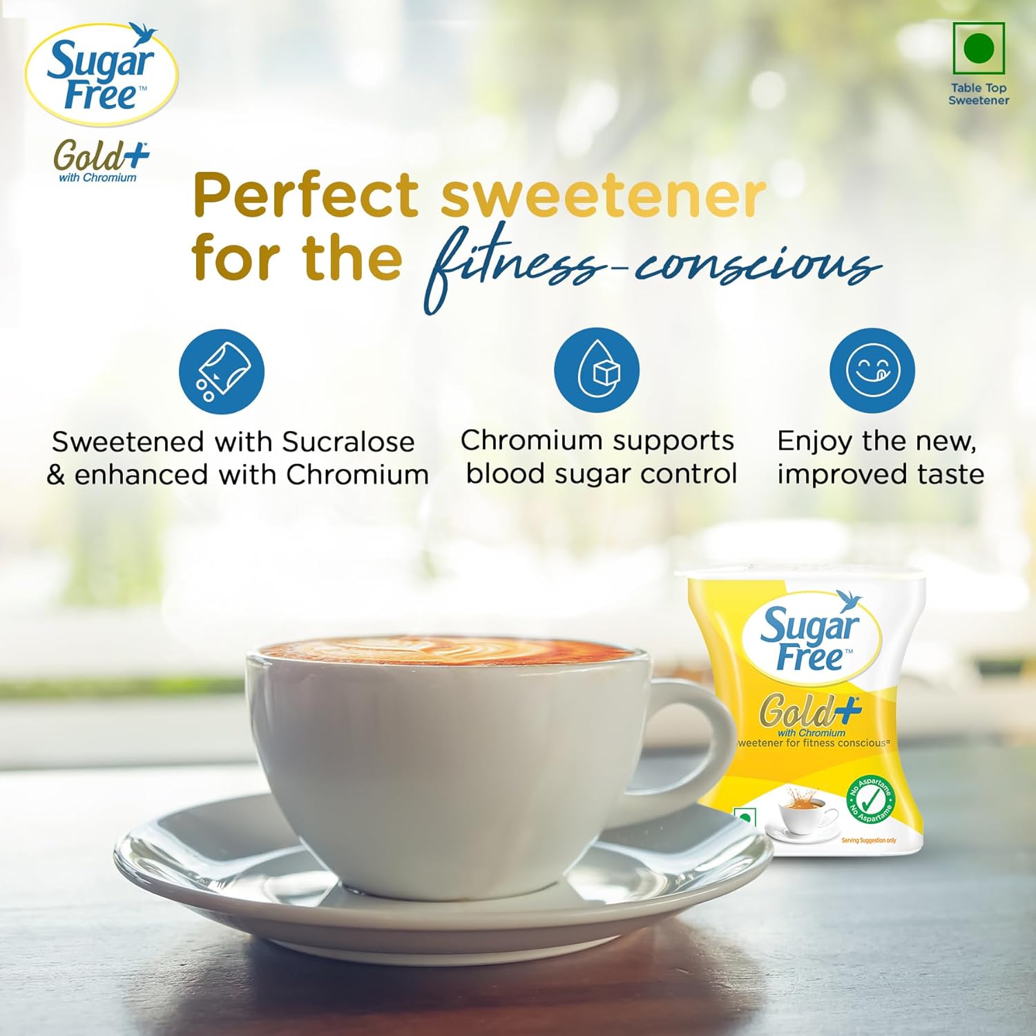 Sugar Free Gold, 500 Pellets| India s No.1 Sweetner| Sweet like Sugar with Low Calories| Scientifically Proven & Tested 50g (Pack of 2)