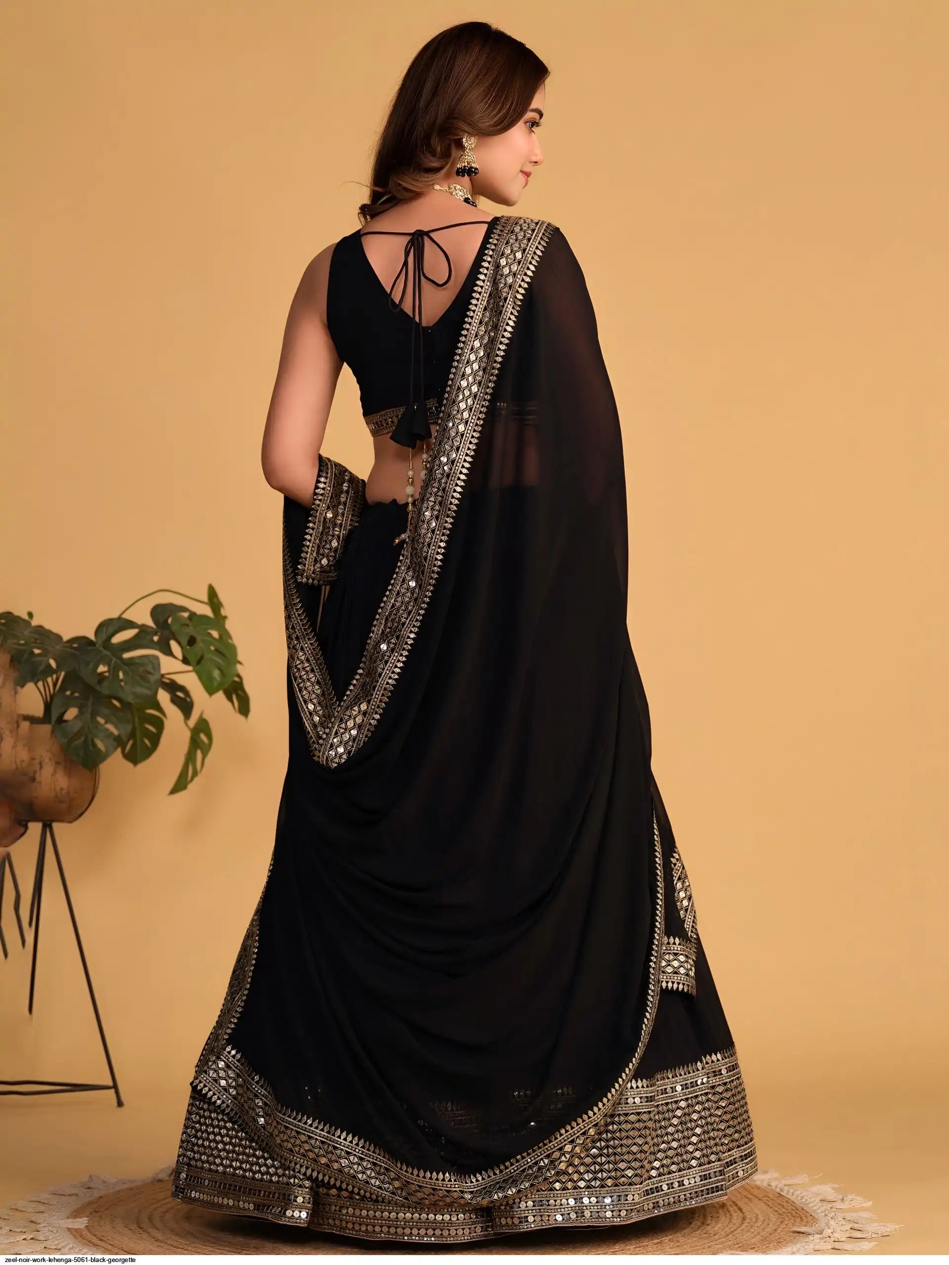 ZEEL NOIR WORK LEHENGA 5061 BLACK GEORGETTE