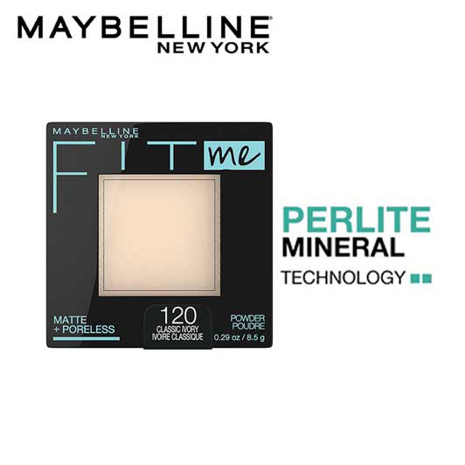 Maybelline New York Fit Me Matte Poreless Pressed Face Powder. Natural, poreless finish with long-lasting shine control, Pressed Powder that absorbs oil to mattify skin - Classic Ivory | 8.5gm