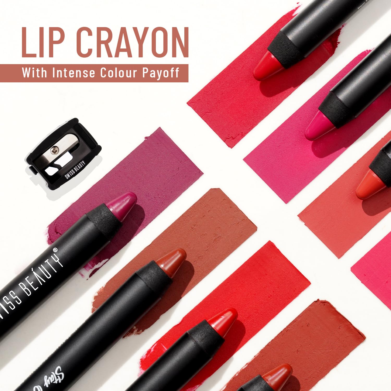 Swiss Beauty Matte Long Lasting Stay Maxx Lip Crayon Lipstick | Matte Finish | 12-Hour Stay | Smudge Proof | Lightweight | Shade-Peach love, 3.5g